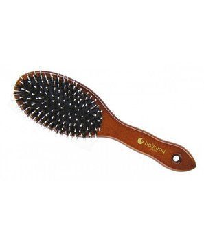 Hairway Щетка массажная Madam, овальная, черная, 11 ряд., "дикобраз"-(щетина кабана+полиамид. шпильки) 4250395402408 фото